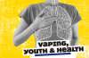 Image depicting a young girl placing her hand on her chest, with the text reading 'Vaping, Youth and Health'. This image symbolises the connection between vaping, youth and health concerns. 